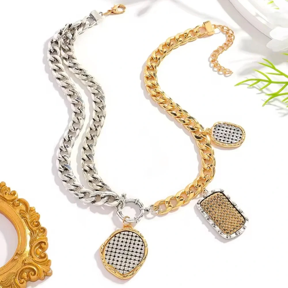 New! Zara coin combination necklaces silver&gold mixcolor adjustable - Picture 12 of 14